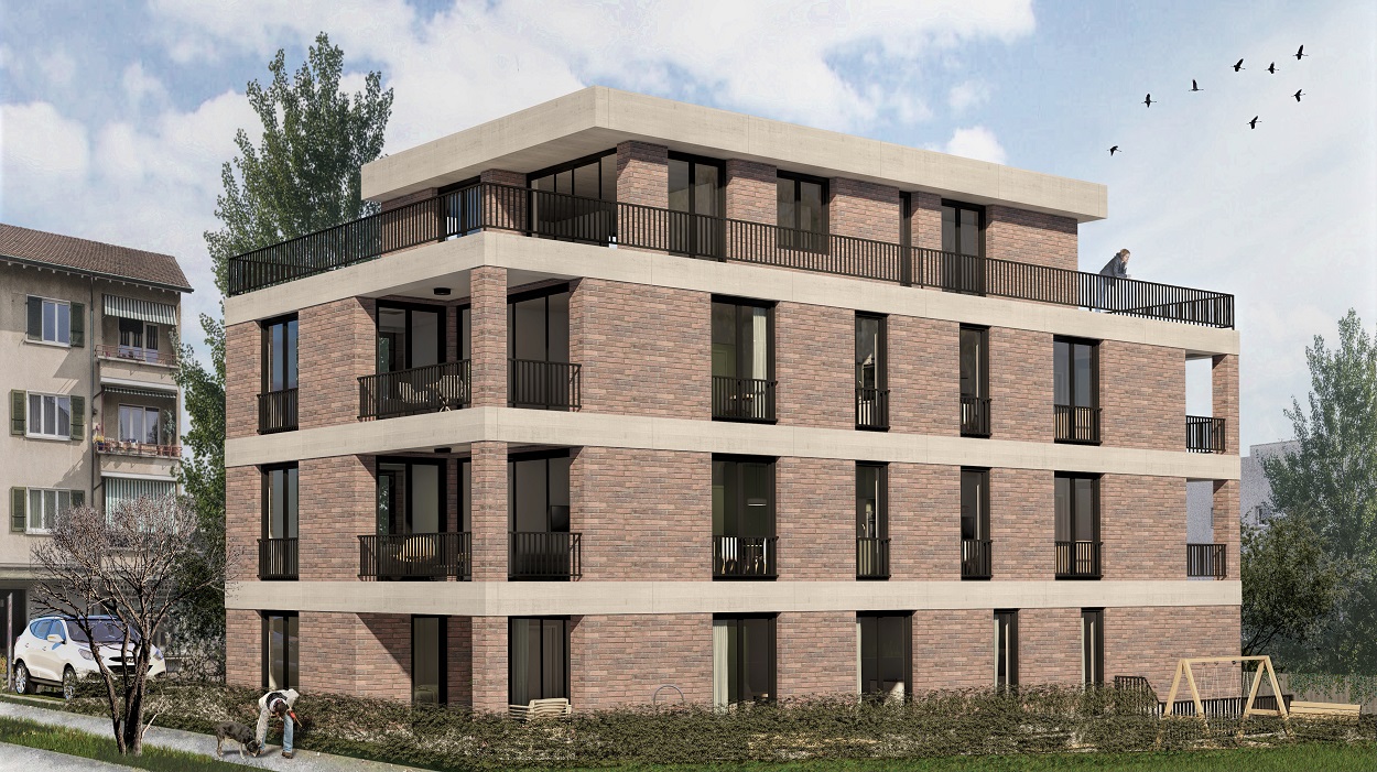 Backstein-Fassade an MFH in Binningen